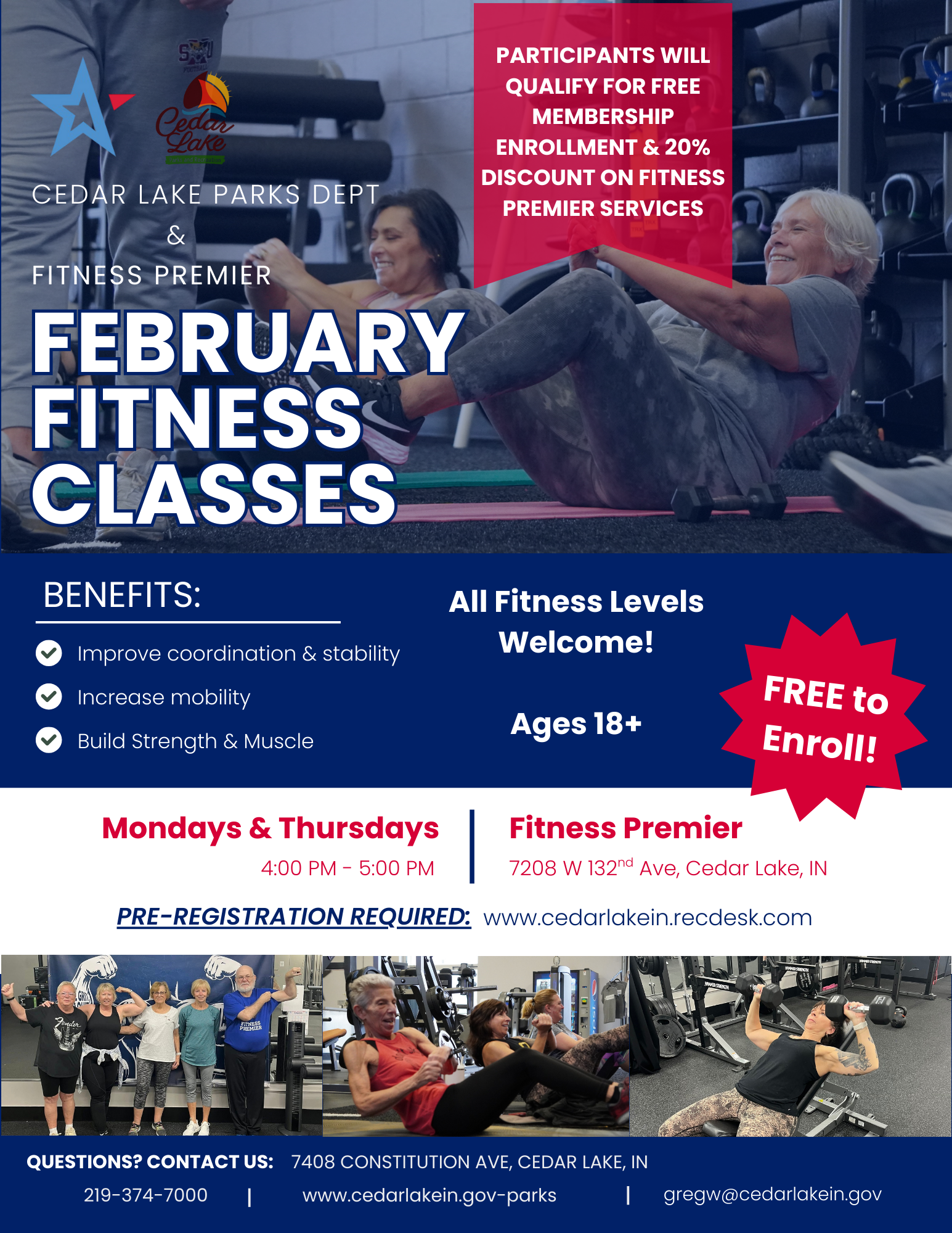 Fitness Premier February Fitness Classes Flyer