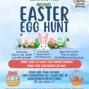 Flyer with Easter Egg Hunt Information on it.