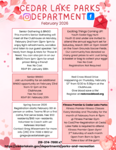 Newsletter for February for all events and programs