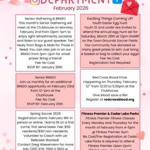 Newsletter for February for all events and programs