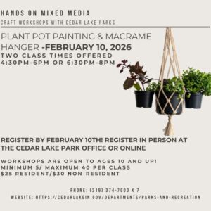 Flyer for Plant Pot Painting and Macrame Hanger Class
